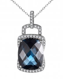 CUSHION LONDON BLUE TOPAZ DIAMOND PENDANT (TP3103)